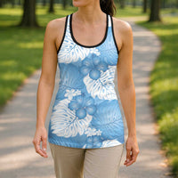 Blue Aloha Hawaii Hollow Tank Top Monstera Hibiscus Plumeria Seamless Vibes - Polynesian Pride