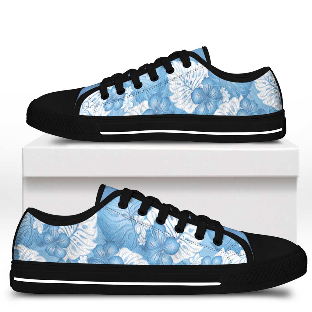 Blue Aloha Hawaii Low Top Shoes Monstera Hibiscus Plumeria Seamless Vibes LT14 - Polynesian Pride