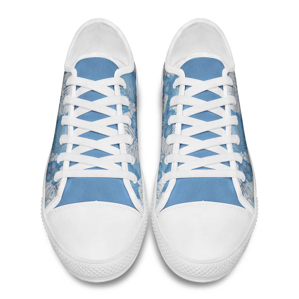 Blue Aloha Hawaii Low Top Shoes Monstera Hibiscus Plumeria Seamless Vibes LT14 - Polynesian Pride