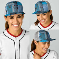 Blue Aotearoa Kowhaiwhai Pattern Baseball Net Cap NZ Maori Quilt Style - Polynesian Pride