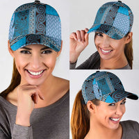 Blue Aotearoa Kowhaiwhai Pattern Classic Cap NZ Maori Quilt Style - Polynesian Pride