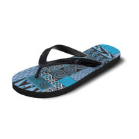 Blue Aotearoa Kowhaiwhai Pattern Flip Flops NZ Maori Quilt Style LT14 - Polynesian Pride