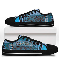 Blue Aotearoa Kowhaiwhai Pattern Low Top Shoes NZ Maori Quilt Style - Polynesian Pride