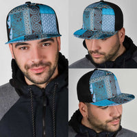 Blue Aotearoa Kowhaiwhai Pattern Mesh Trucker Cap NZ Maori Quilt Style - Polynesian Pride