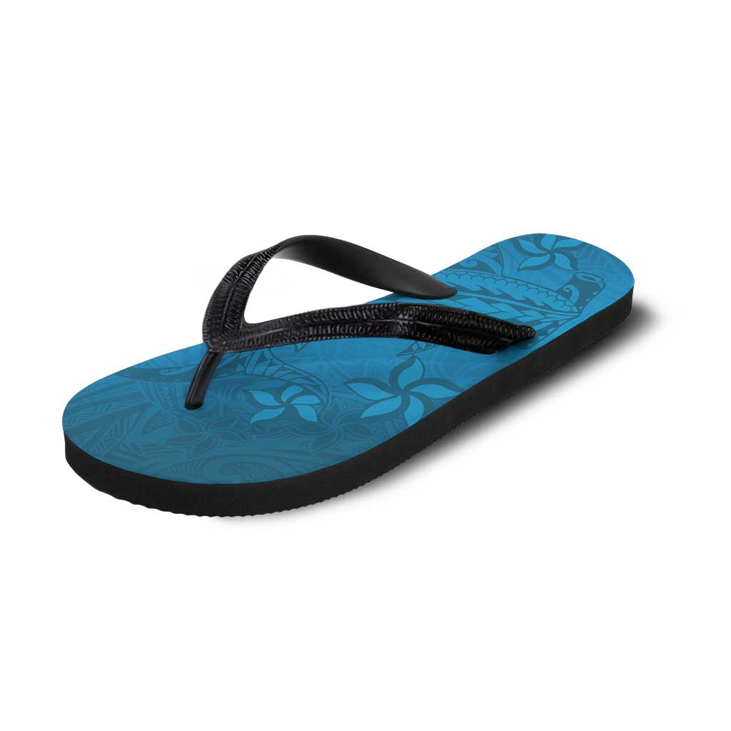 Blue Gradient Polynesia Flip Flops Hawaiian Tribal Hammerhead Shark Tattoo LT14 - Polynesian Pride