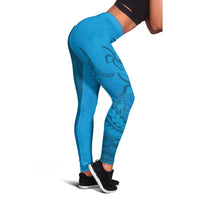 Blue Gradient Polynesia Leggings Hawaiian Tribal Hammerhead Shark Tattoo LT14 - Polynesian Pride