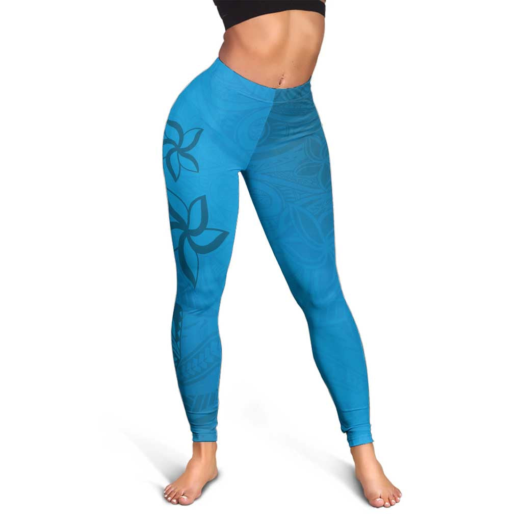 Blue Gradient Polynesia Leggings Hawaiian Tribal Hammerhead Shark Tattoo LT14 - Polynesian Pride