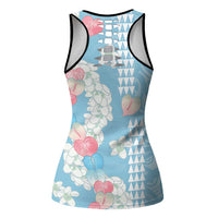 Blue Hawaii Anthurium Plumeria Lei Hollow Tank Top