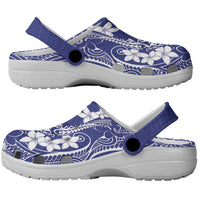 Blue Hawaii Clogs Shoes Hammerhead Shark Tattoo Curve Polynesian - Polynesian Pride