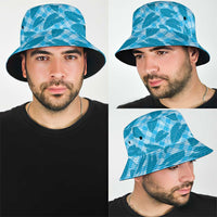 Blue Hawaii Kalo Palaka Motifs Bucket Hat Hawaiian Taro Leaves Elegant Vibes LT14 - Polynesian Pride