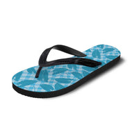 Blue Hawaii Kalo Palaka Motifs Flip Flops Hawaiian Taro Leaves Elegant Vibes