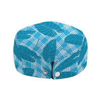 Blue Hawaii Kalo Palaka Motifs Jeff Hat Hawaiian Taro Leaves Elegant Vibes