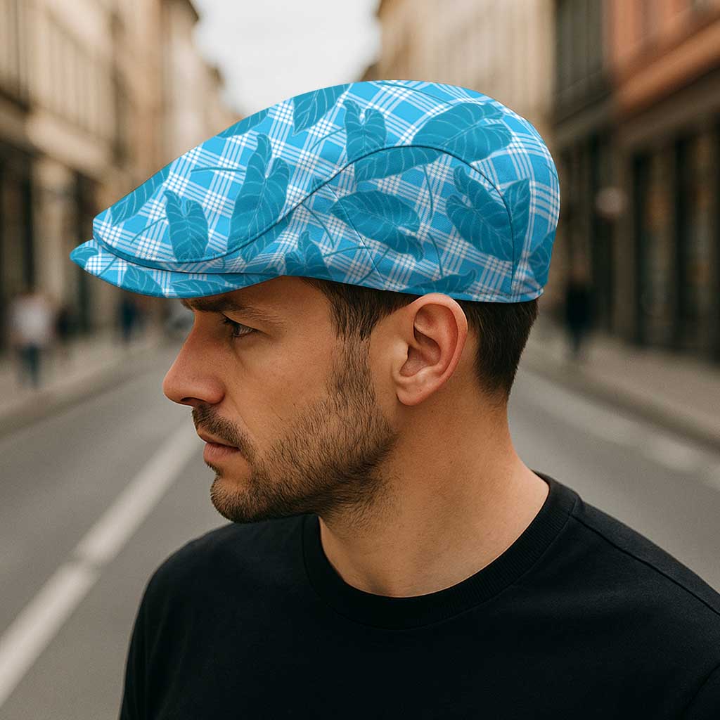 Blue Hawaii Kalo Palaka Motifs Jeff Hat Hawaiian Taro Leaves Elegant Vibes