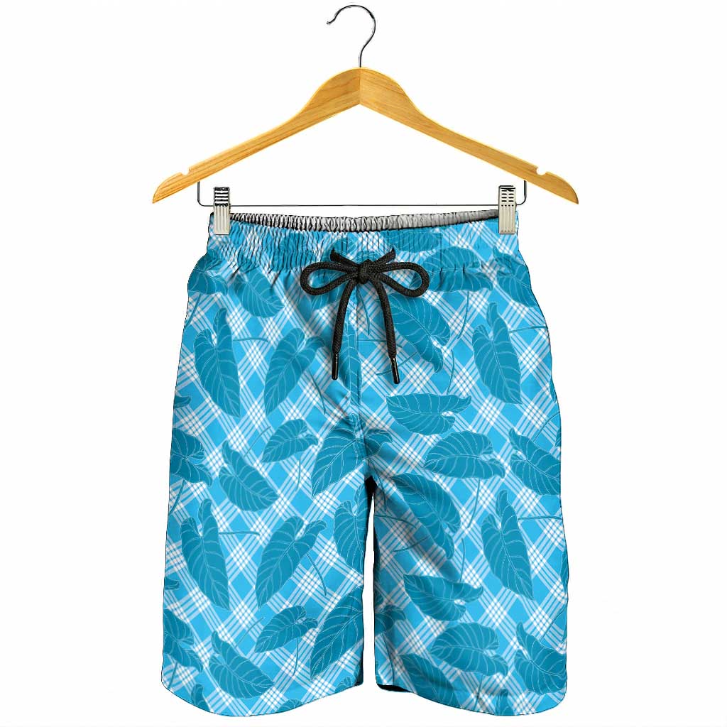 Blue Hawaii Kalo Palaka Motifs Shorts for Men Hawaiian Taro Leaves Elegant Vibes LT14 - Polynesian Pride