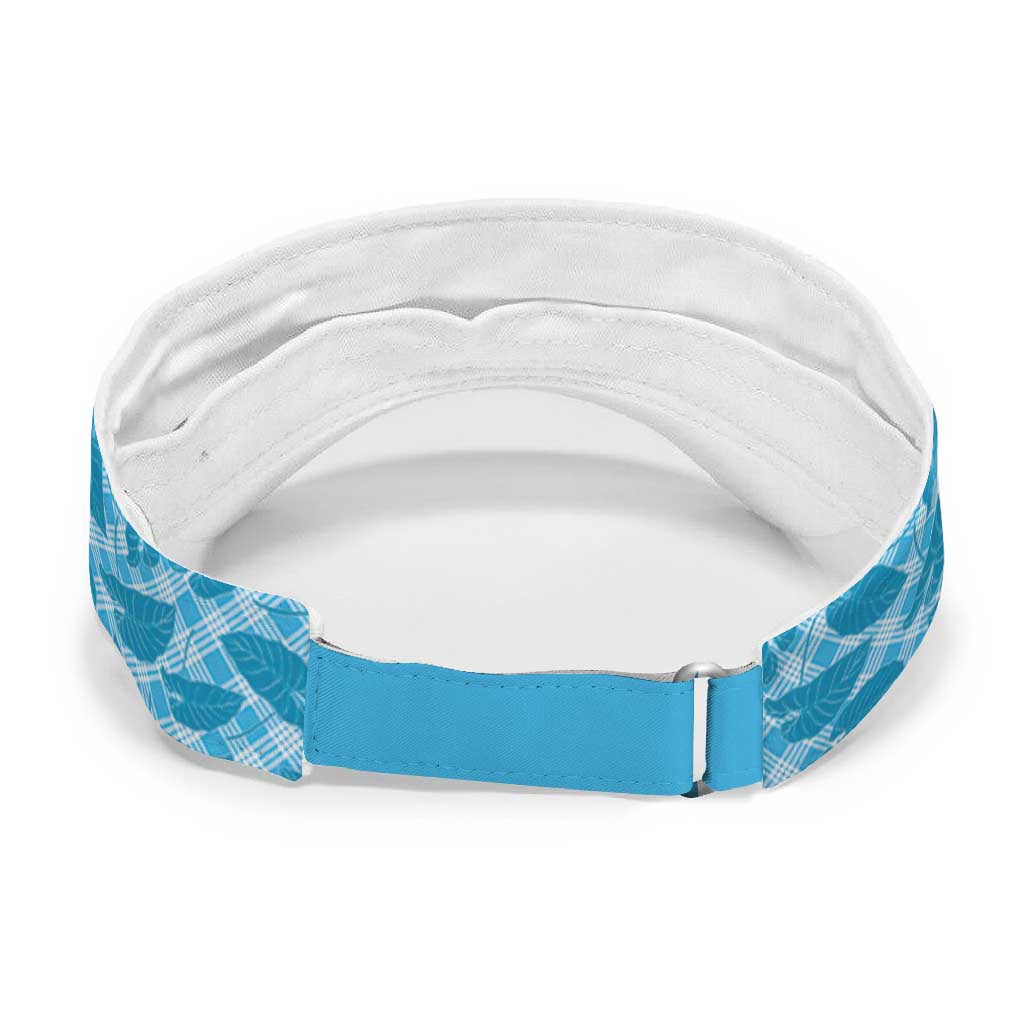 Blue Hawaii Kalo Palaka Motifs Sun Visor Cap Hawaiian Taro Leaves Elegant Vibes