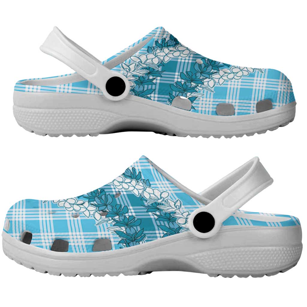Blue Hawaii Palaka Clogs Shoes Hawaiian Honohono Lei LT05 - Polynesian Pride