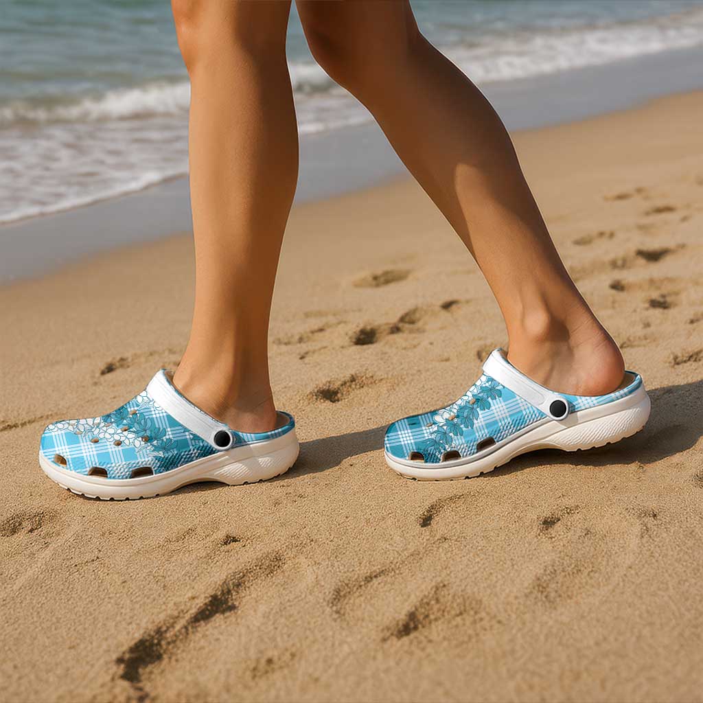 Blue Hawaii Palaka Clogs Shoes Hawaiian Honohono Lei LT05 - Polynesian Pride