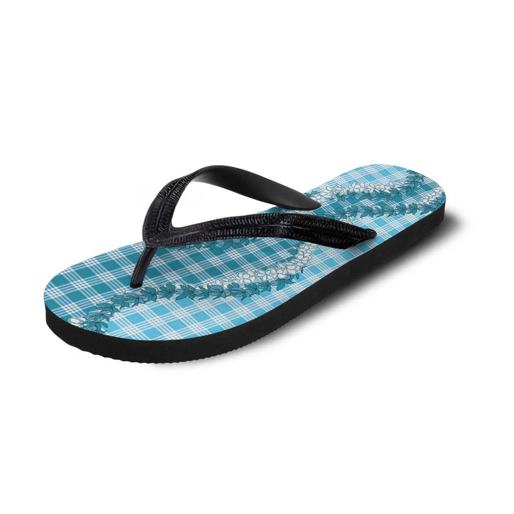 Blue Hawaii Palaka Flip Flops Hawaiian Honohono Lei LT05 - Polynesian Pride
