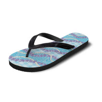 Blue Hawaii Palaka Honohono Pikake Flip Flops Hawaiian Orchid Lei Polynesian Pattern - Polynesian Pride