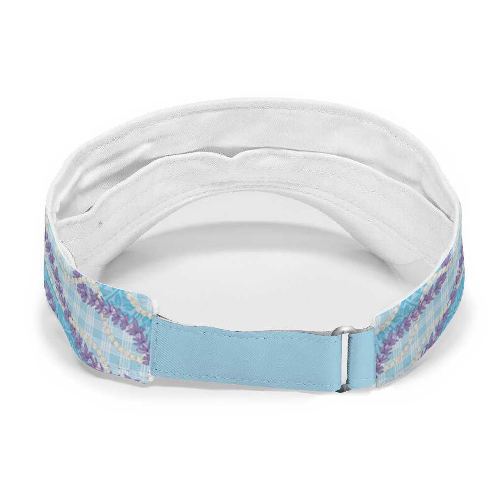 Blue Hawaii Palaka Honohono Pikake Sun Visor Cap Hawaiian Orchid Lei Polynesian Pattern