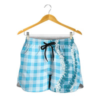 Blue Hawaii Palaka Shorts for Women Hawaiian Honohono Lei LT05 - Polynesian Pride