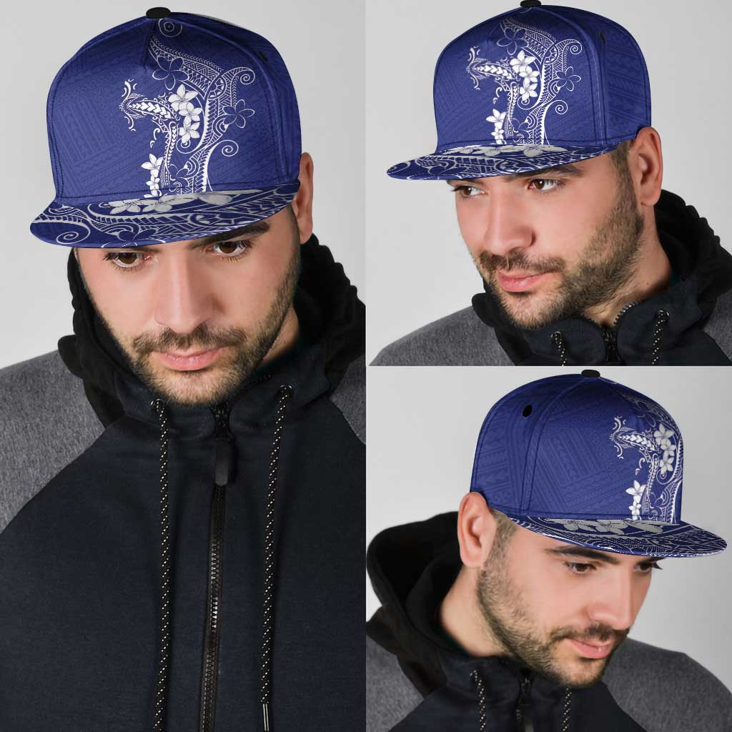 Blue Hawaii Snapback Cap Hammerhead Shark Tattoo Curve Polynesian - Polynesian Pride