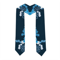 Blue Hibiscus Plumeria Floral Graduation Stole LT01 - Polynesian Pride