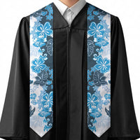 Blue Hibiscus Plumeria Floral Graduation Stole LT01 - Polynesian Pride