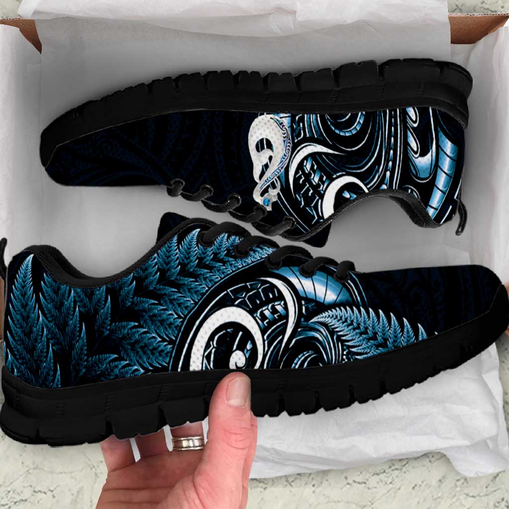 Blue New Zealand Sneakers Aotearoa Silver Fern With Manaia Maori Unique