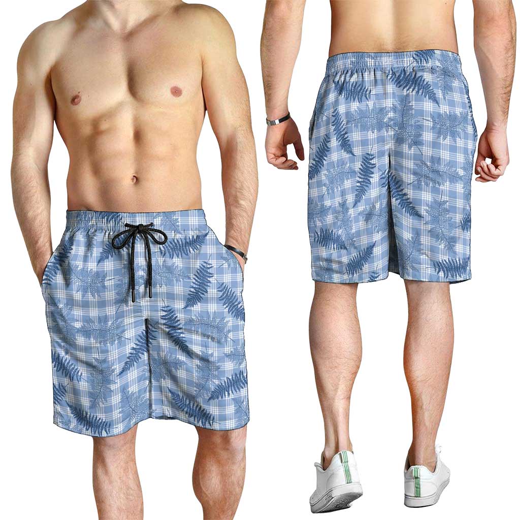 Blue Palaka Hawaii Palapalai Shorts for Men Hawaiian Fern