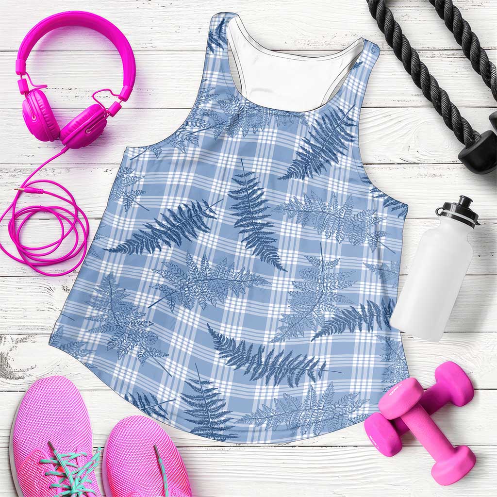 Blue Palaka Hawaii Palapalai Women Racerback Tank Hawaiian Fern LT14 Blue - Polynesian Pride