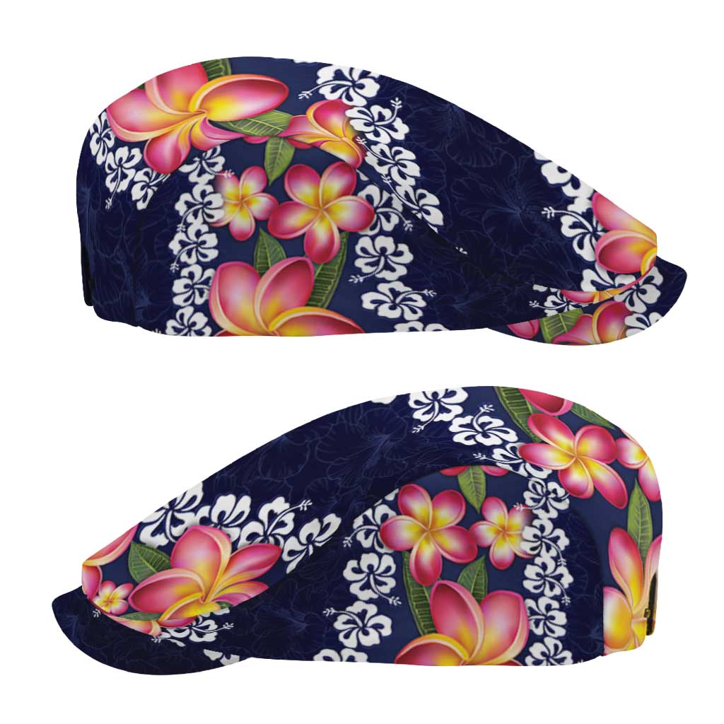 Blue Polynesia Jeff Hat Plumeria With Hibiscus Pattern Tropical Vibes - Polynesian Pride