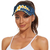 Blue Polynesia Sun Visor Cap Plumeria Tropical Leaves With Galaxy Polynesian Art