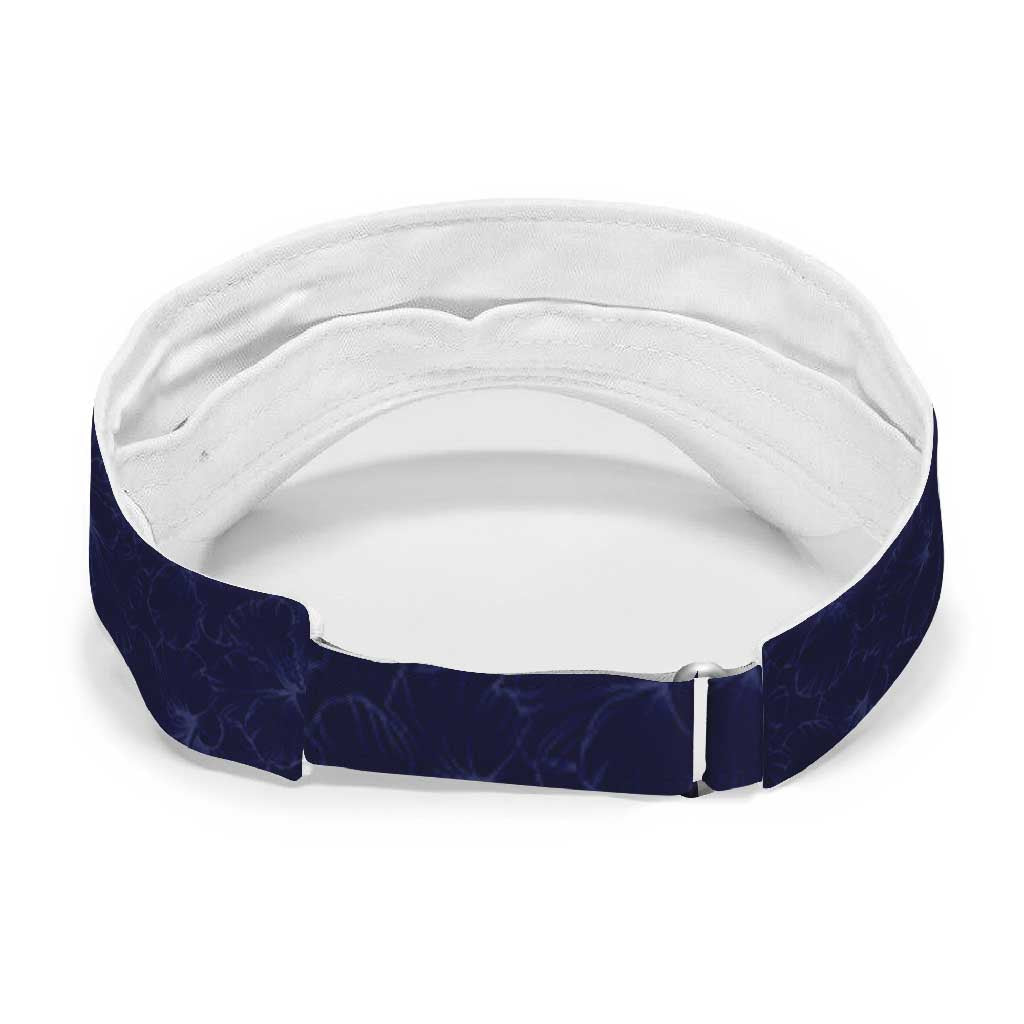 Blue Polynesia Sun Visor Cap Plumeria With Hibiscus Pattern Tropical Vibes LT14 - Polynesian Pride