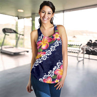 Blue Polynesia Women Racerback Tank Plumeria With Hibiscus Pattern Tropical Vibes LT14 - Polynesian Pride