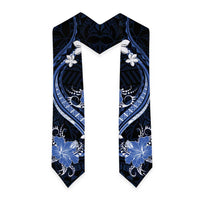Blue Polynesian Pattern With Tropical Flowers Graduation Stole