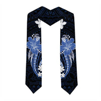 Blue Polynesian Pattern With Tropical Flowers Graduation Stole