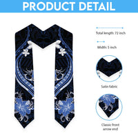 Blue Polynesian Pattern With Tropical Flowers Graduation Stole