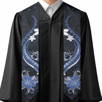 Blue Polynesian Pattern With Tropical Flowers Graduation Stole