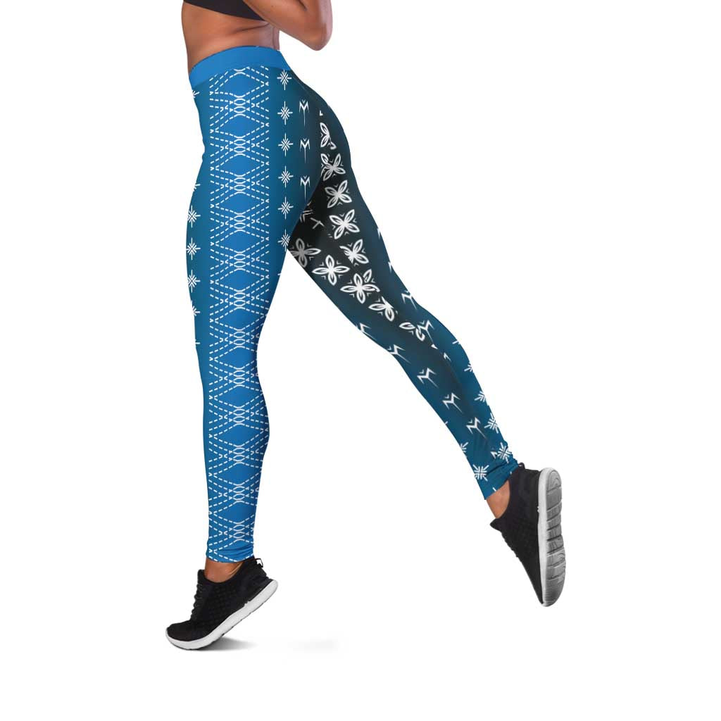 Blue Samoa Malu Tattoo Inspired Leggings