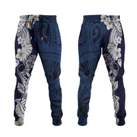 Blue Samoa Tattoo Jogger Pants Plumeria Samoan Ocean Tatau Pattern - Polynesian Pride