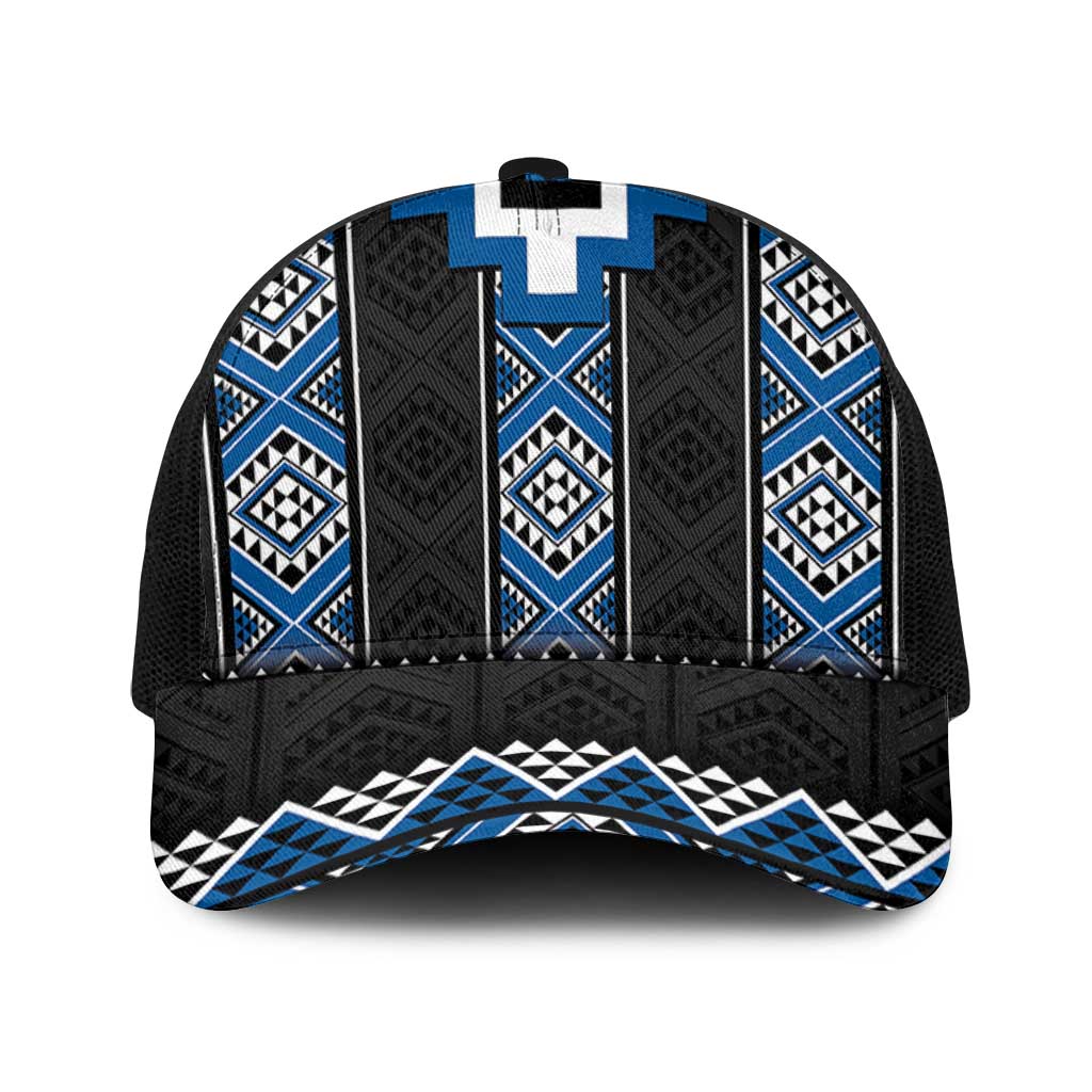 Blue Taniko Aotearoa Mesh Trucker Cap Niho Taniwha Mix Poutama - Polynesian Pride