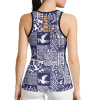 Blue Tonga Kilisimasi Fiefia Hollow Tank Top Pacific Patchwork Xmas Vibes - Polynesian Pride