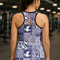 Blue Tonga Kilisimasi Fiefia Hollow Tank Top Pacific Patchwork Xmas Vibes - Polynesian Pride