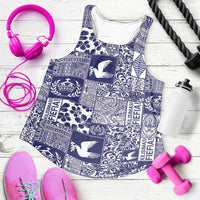 Blue Tonga Kilisimasi Fiefia Women Racerback Tank Pacific Patchwork Xmas Vibes - Polynesian Pride