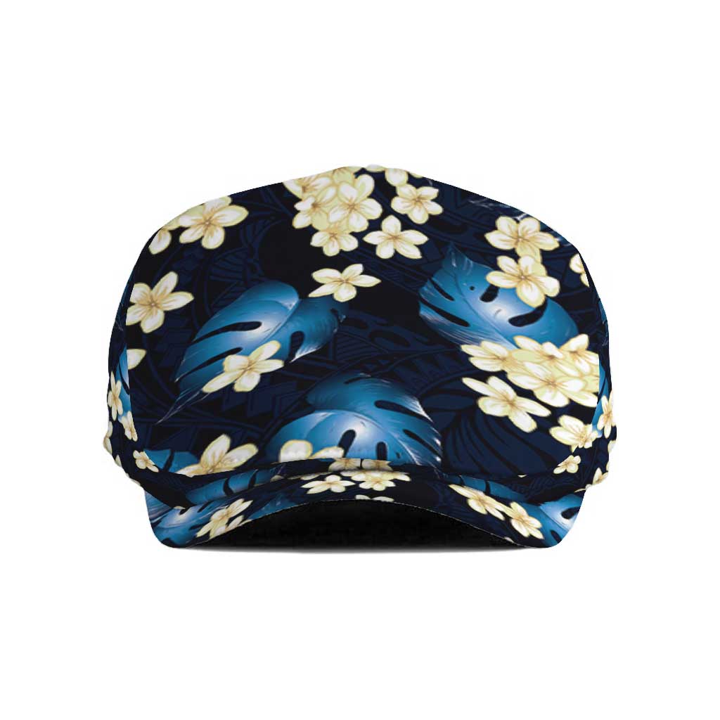 Blue Tropical Hawaii Jeff Hat Seamless Monstera Plumeria Hawaiian Pattern - Polynesian Pride