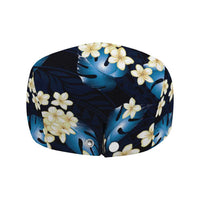 Blue Tropical Hawaii Jeff Hat Seamless Monstera Plumeria Hawaiian Pattern - Polynesian Pride