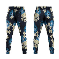 Blue Tropical Hawaii Jogger Pants Seamless Monstera Plumeria Hawaiian Pattern - Polynesian Pride