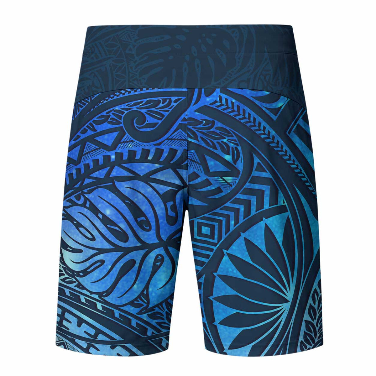 Blue Tropical Plumeria With Galaxy Polynesian Art Board Shorts