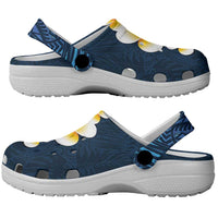 Blue Tropical Plumeria With Galaxy Polynesian Art Clogs Shoes